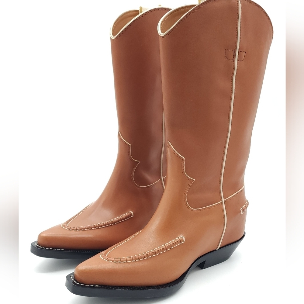 Chloe Nellie Texan Boot Brown Leather Western Cowboy Boot Women's Size 7